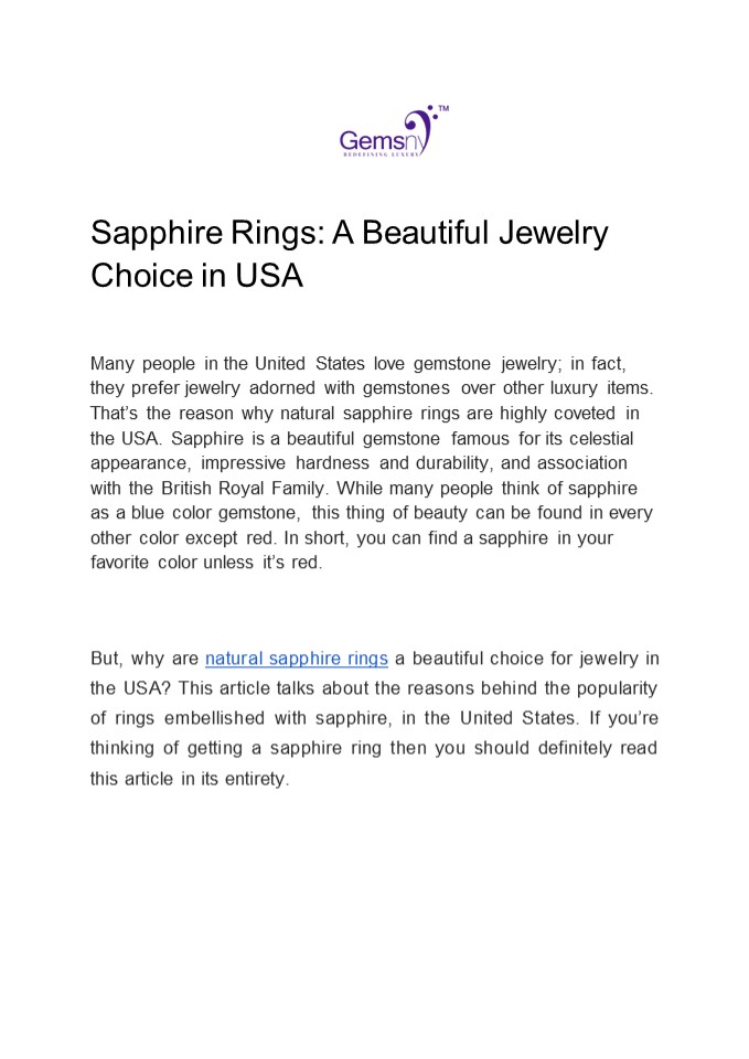 Sapphire Rings: Your Best Jewelry Choice