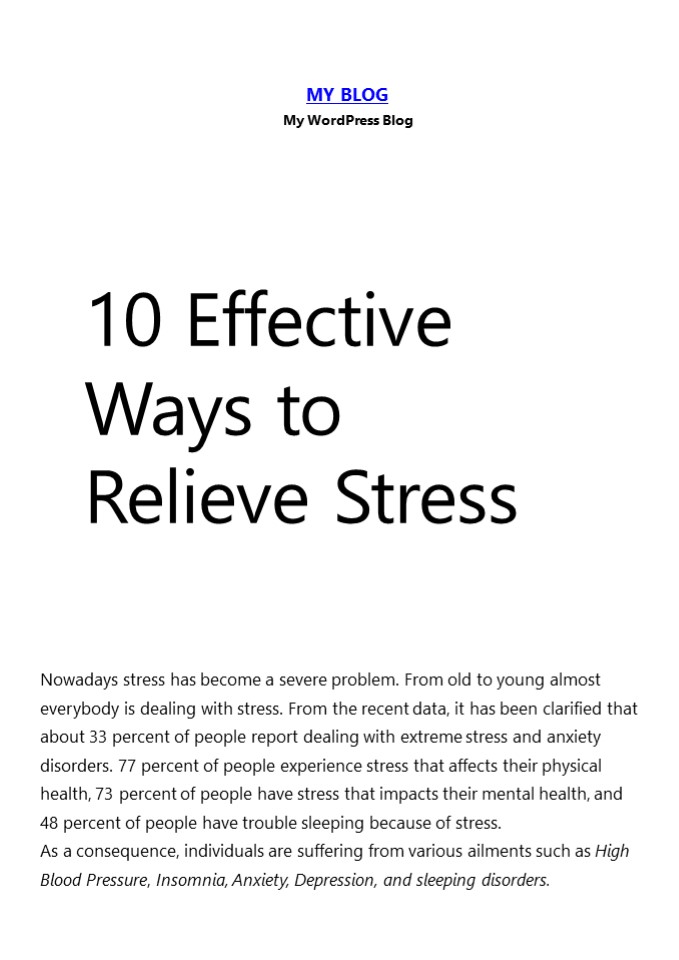 Ways to relieve stress