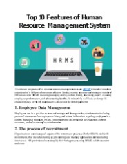 Top 10 Features of Human Resource Management System