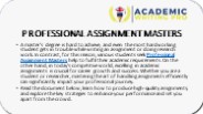 Professional Assignment Masters