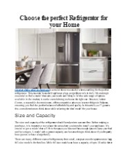 Choose the perfect Refrigerator for your Home