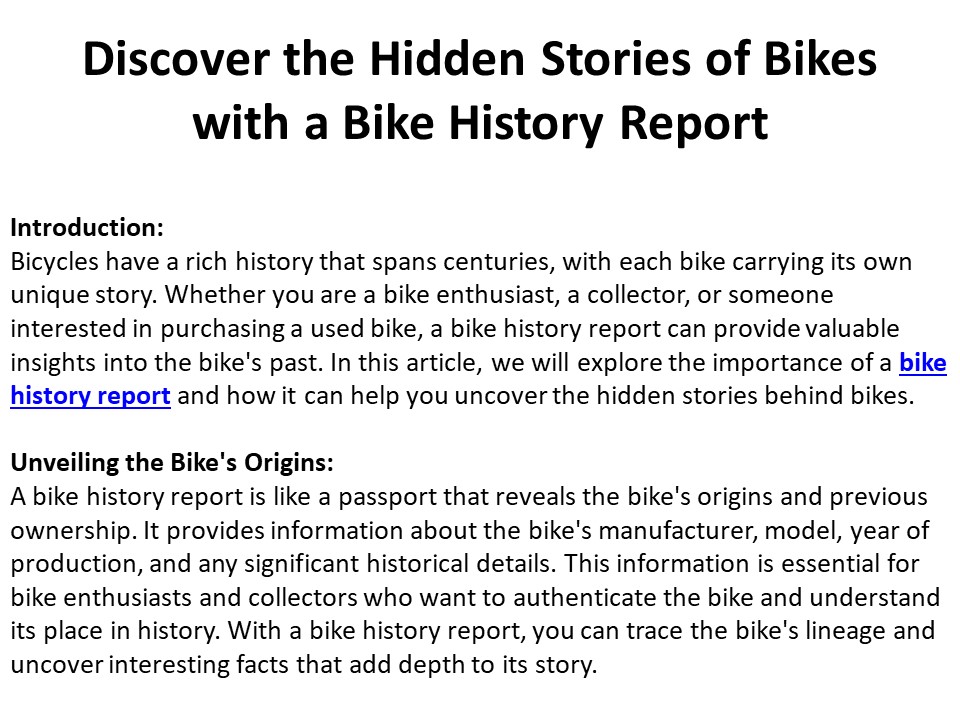 Bike History Report (1)