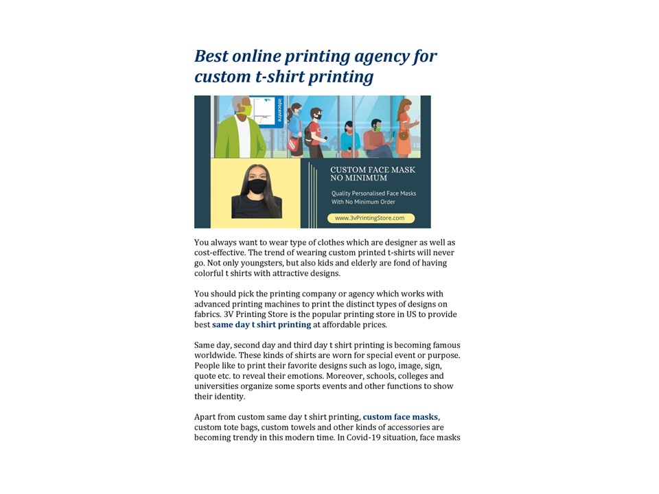 Best online printing agency for custom t-shirt printing