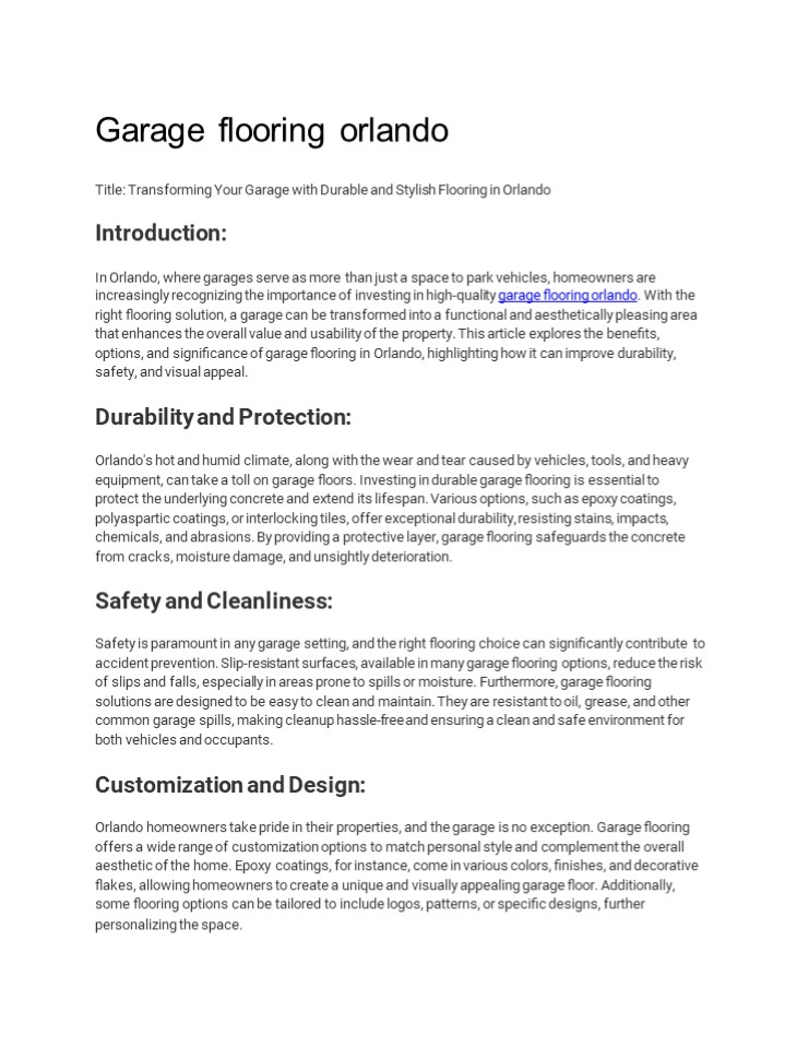 Garage flooring orlando
