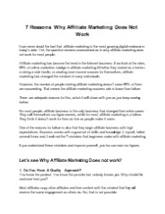 Why Affiliate Marketing Does Not Work