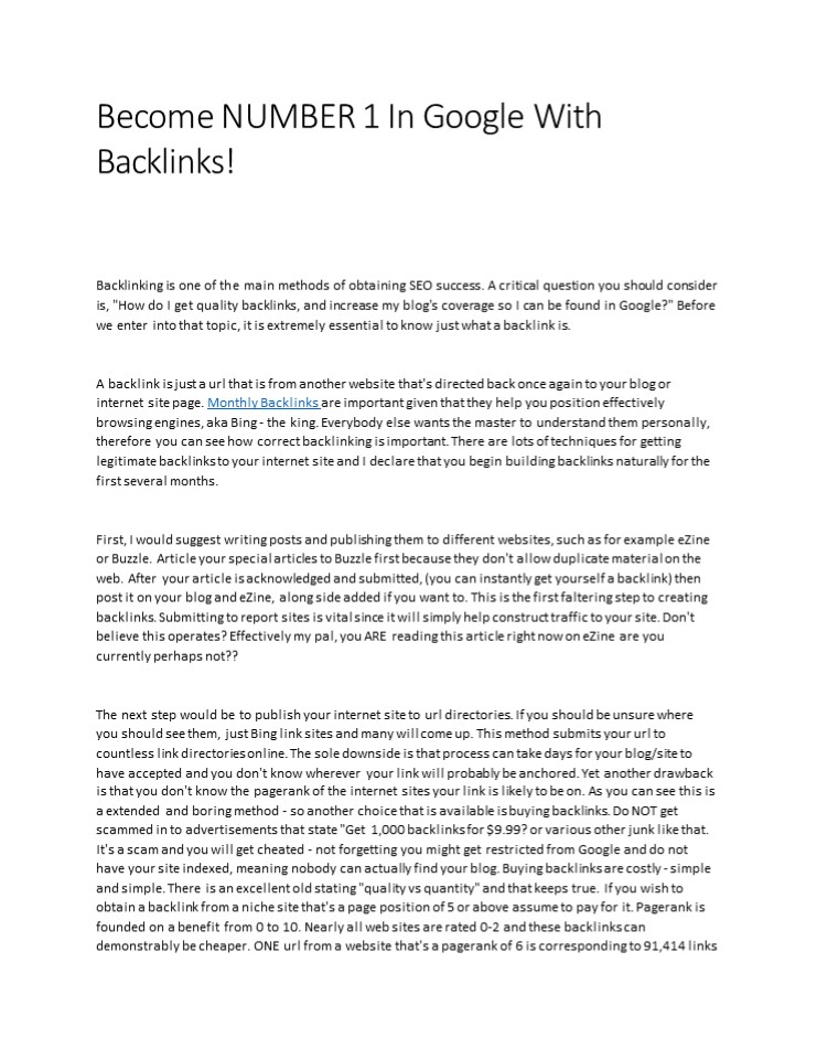 Become NUMBER 1 In Google With Backlinks! (1)