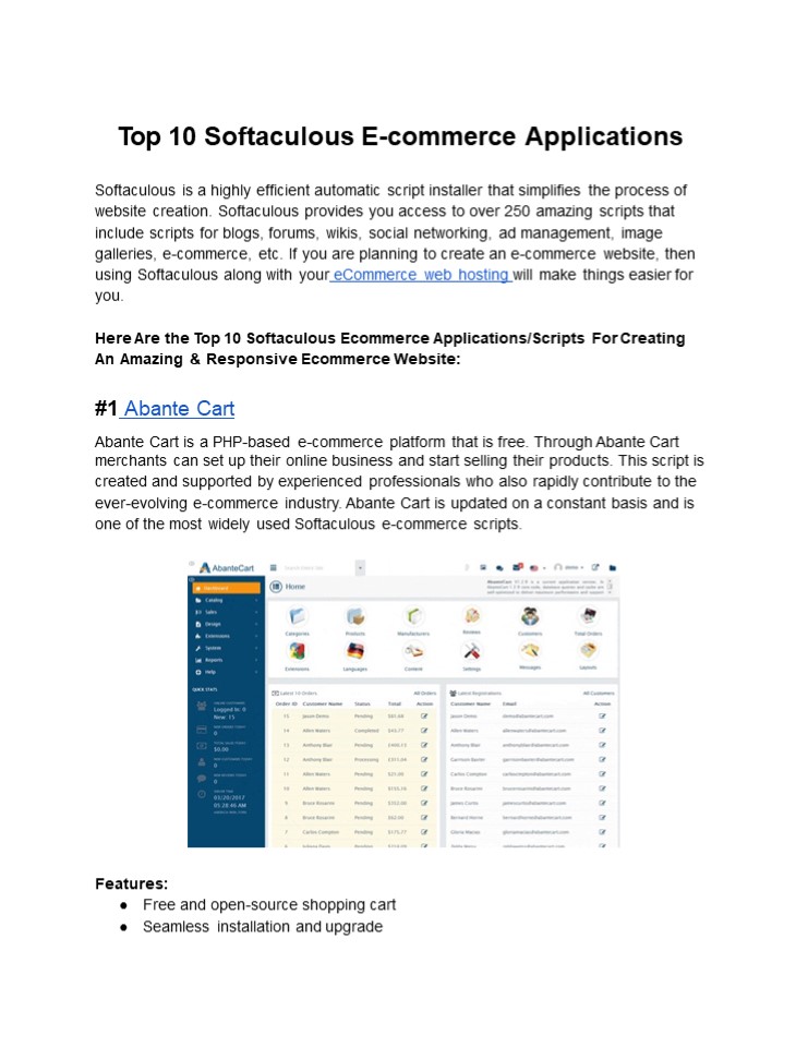 Top 10 Softaculous E-commerce Applications