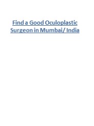 Find a Good Oculoplastic Surgeon in Mumbai/ India