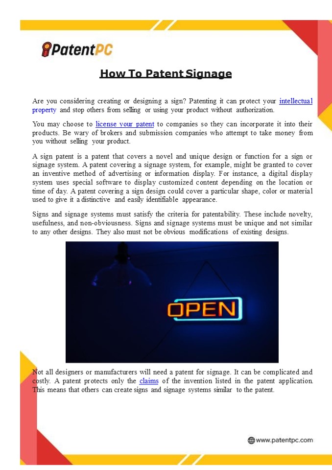 How To Patent Signage