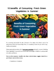10 benefits of Consuming Fresh Green Vegetables in Summer