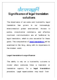 Significance of legal translation solutions