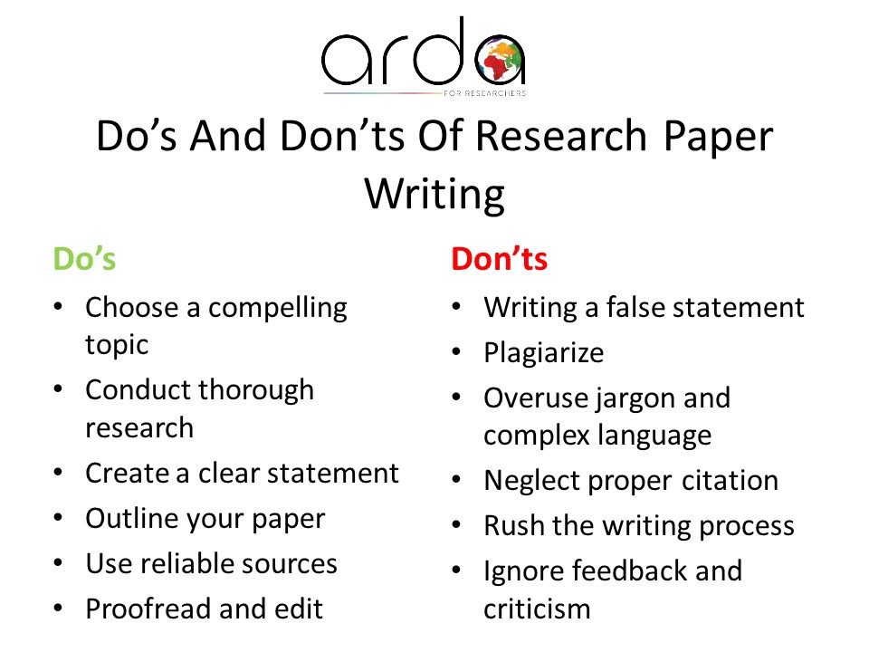 Do’s And Don’ts Of Research Paper Writing