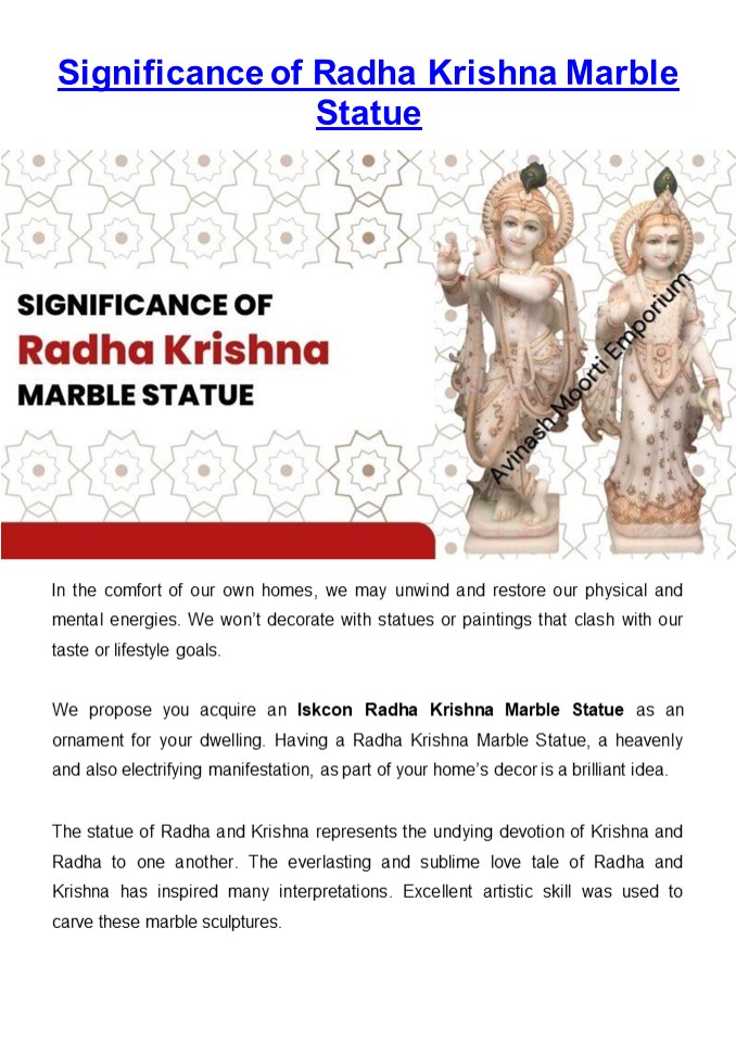 Significance of Radha Krishna Marble Statue