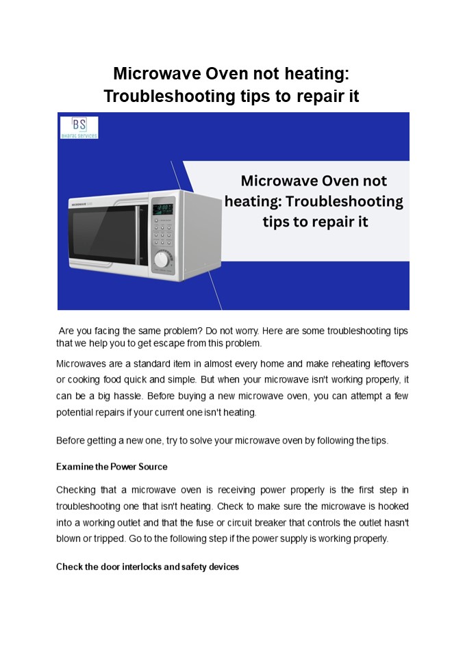 Microwave Oven not heating: Troubleshooting tips to repair it