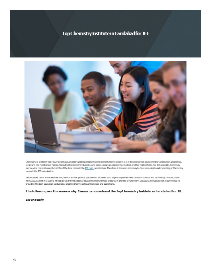 Top Chemistry Institute in Faridabad for JEE