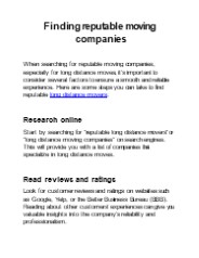 Finding reputable moving  companies