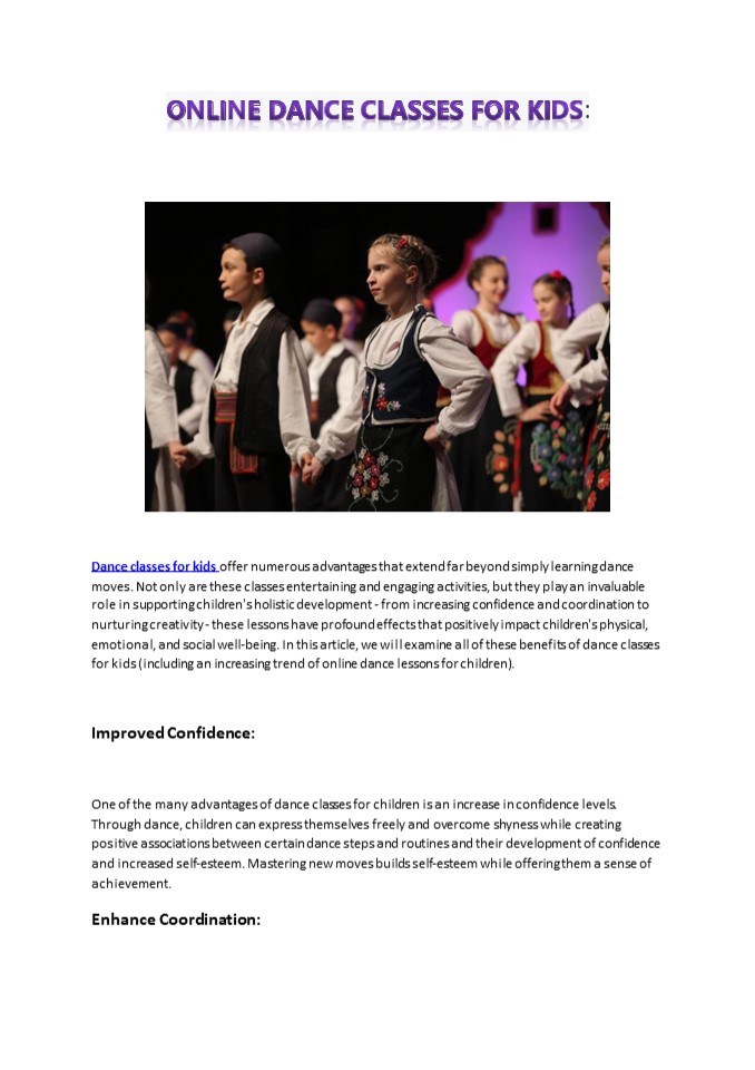 Online Dance Classes for Kids:
