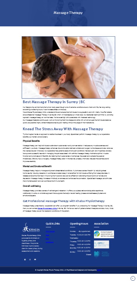 Massage Therapy in Surrey, BC