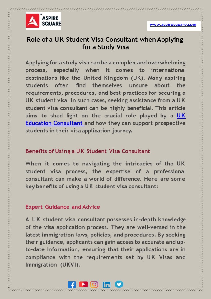 Role of a UK Student Visa Consultant when Applying for a Study Visa
