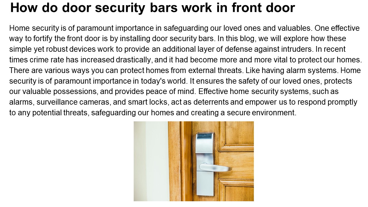 How do door security bars work in front door