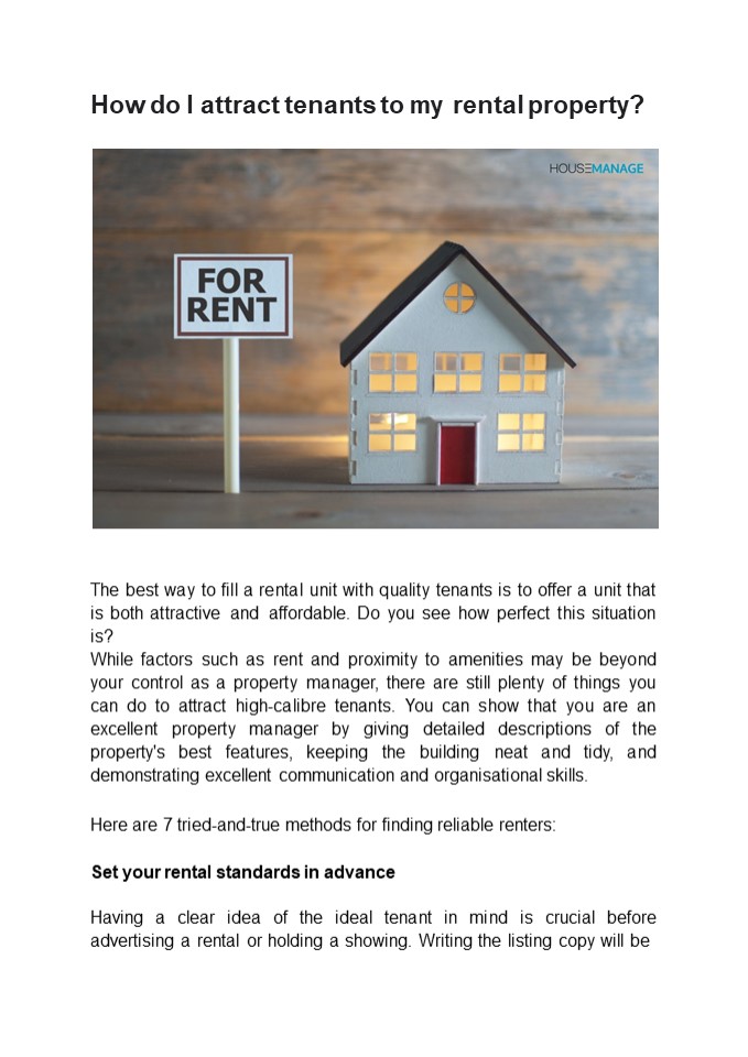How do I attract tenants to my rental property?