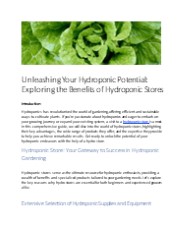 Benefits of Hydroponic Stores
