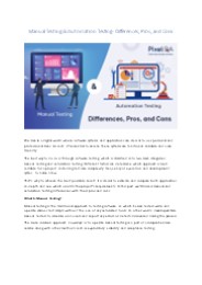 Manual Testing & Automation Testing - Differences, Pros, and Cons