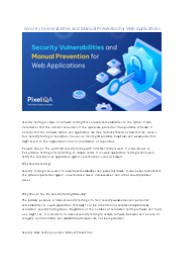 Security Vulnerabilities and Manual Prevention for Web Applications