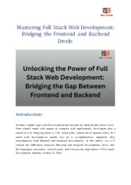 Mastering Full Stack Web Development: Bridging the Frontend and Backend  Divide