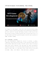 NFT Game Development: The Revolutionizing Future of Gaming