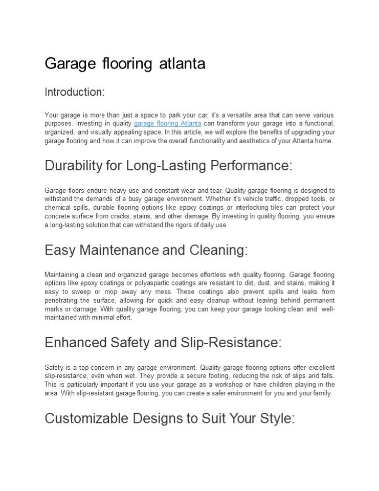 Garage flooring Atlanta