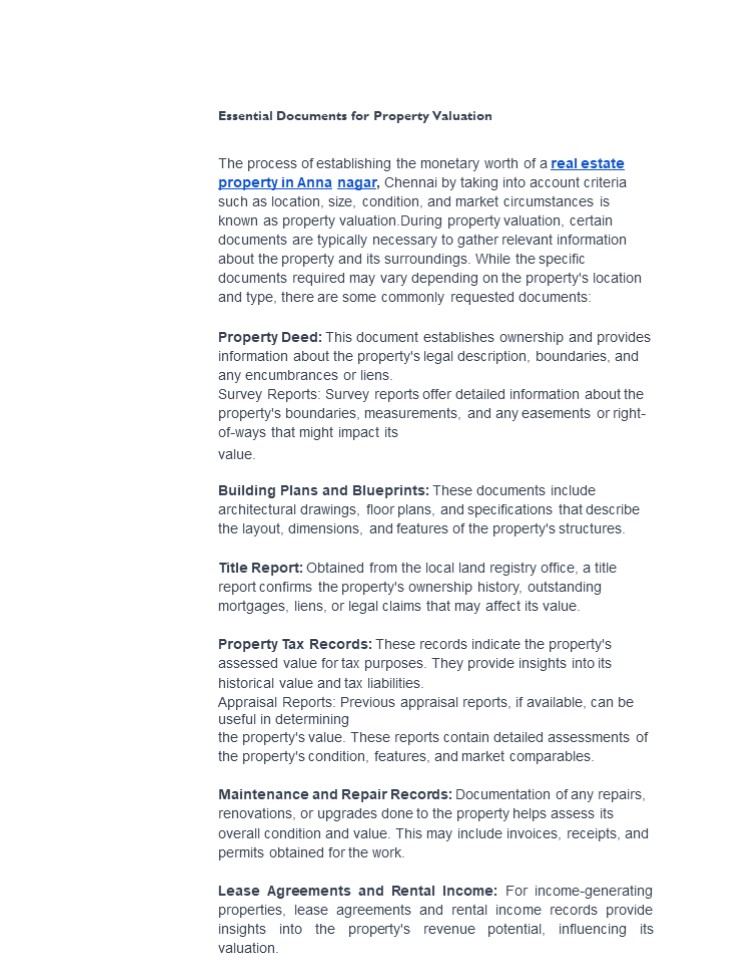 Essential Documents for Property Valuation