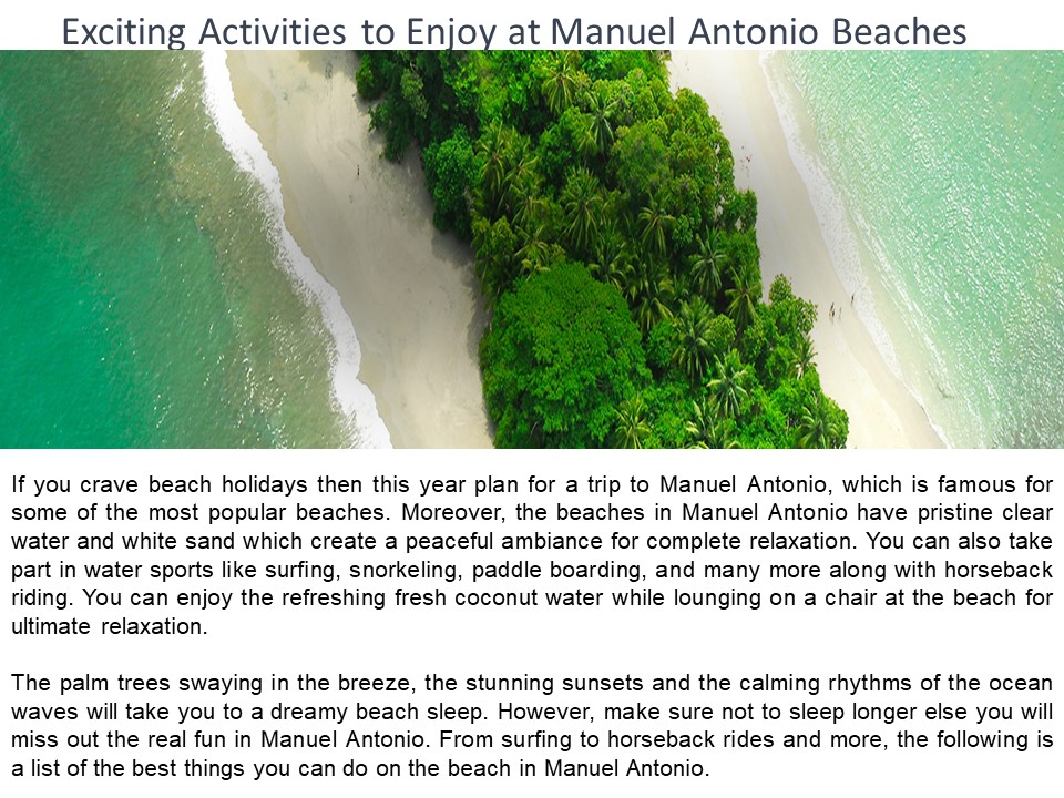 Exciting Activities to Enjoy at Manuel Antonio Beaches