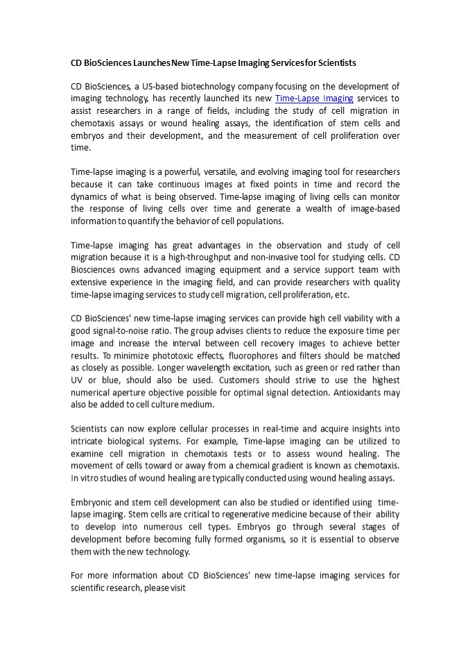 Time-Lapse Imaging Services