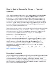 How to Build a Successful Career in Financial Analysis?