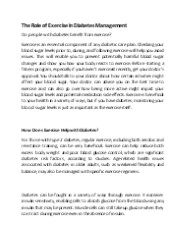 The Role of Exercise in Diabetes Management