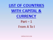 Countries & Capital Cities In Alphabetical Order Part 1