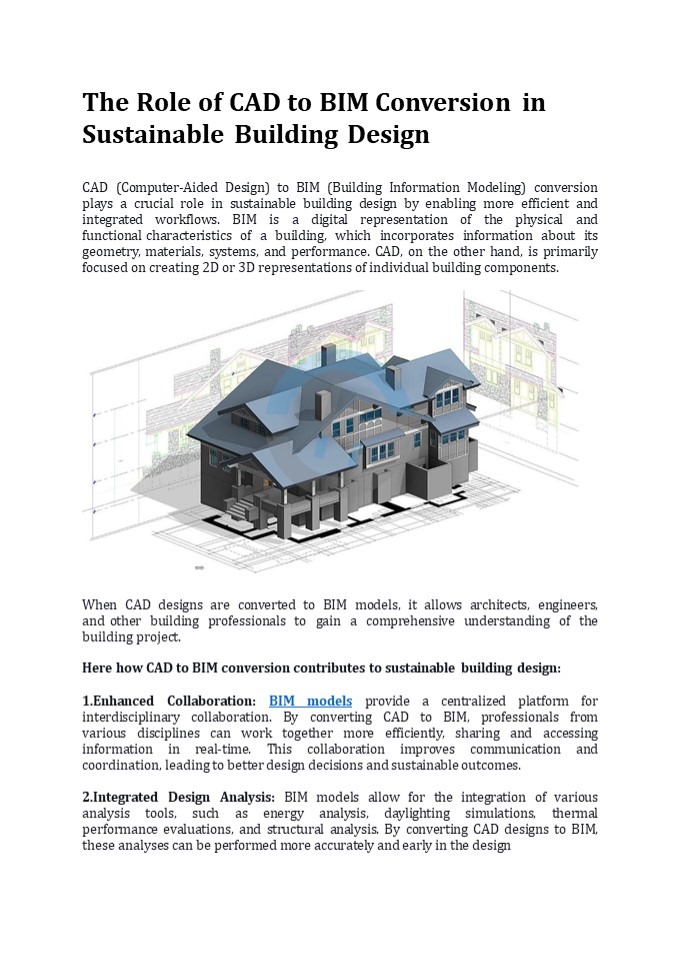 The Role of CAD to BIM Conversion in Sustainable Building Design