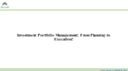 Investment Portfolio Management: From Planning to Execution!