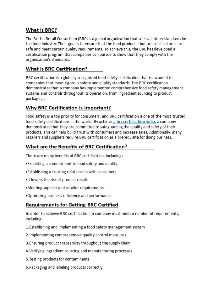 brc certification india