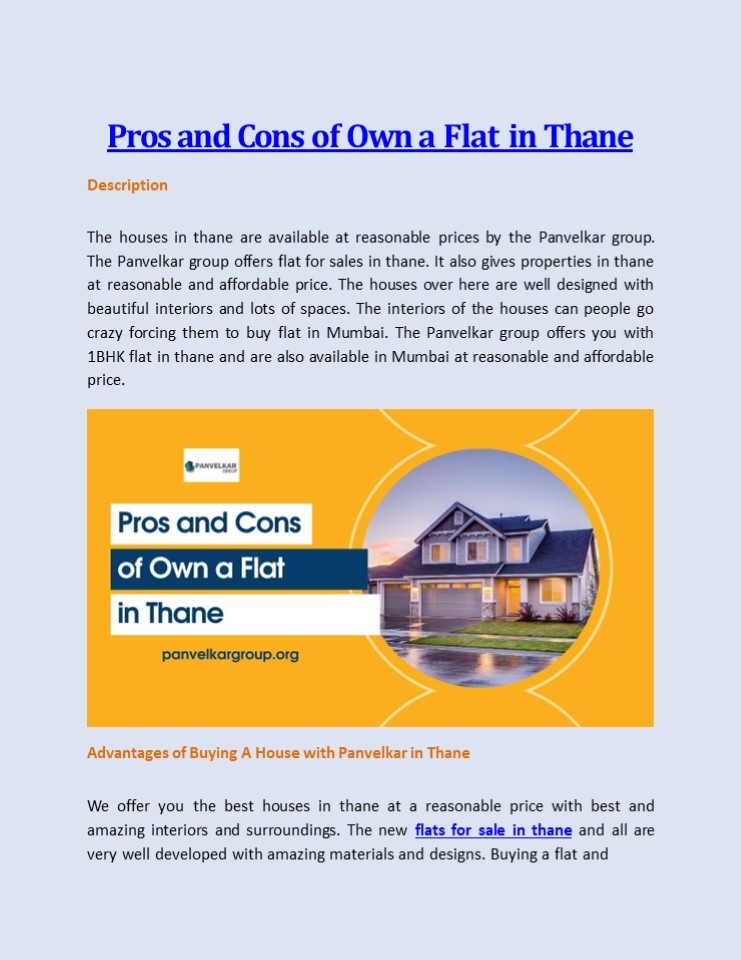 Pros and Cons of Own a Flat in Thane