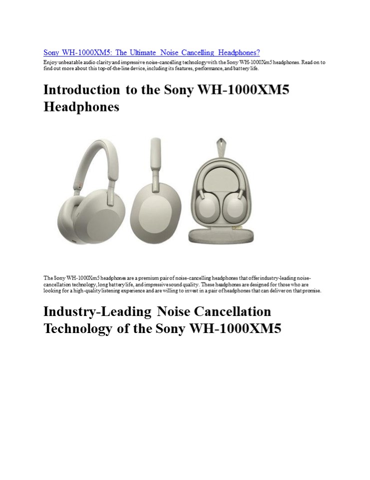 Sony WH-1000XM5: The Ultimate Noise Cancelling Headphones?