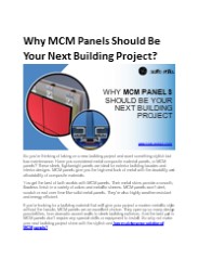 Why MCM Panels Should Be Your Next Building Project?
