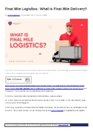 Final Mile Logistics: What Is Final Mile Delivery?