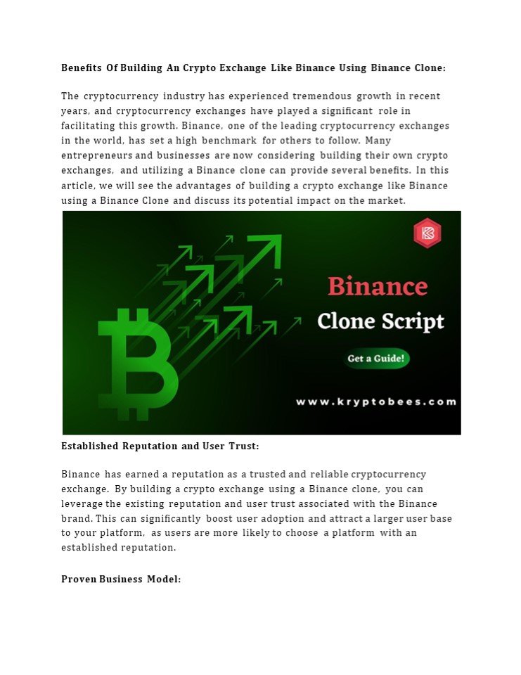 Benefits Of Building An Crypto Exchange Like Binance Using Binance Clone: