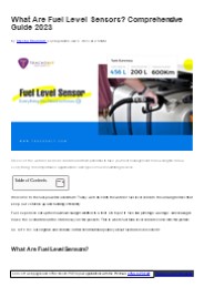 What Are Fuel Level Sensors? Comprehensive Guide 2023
