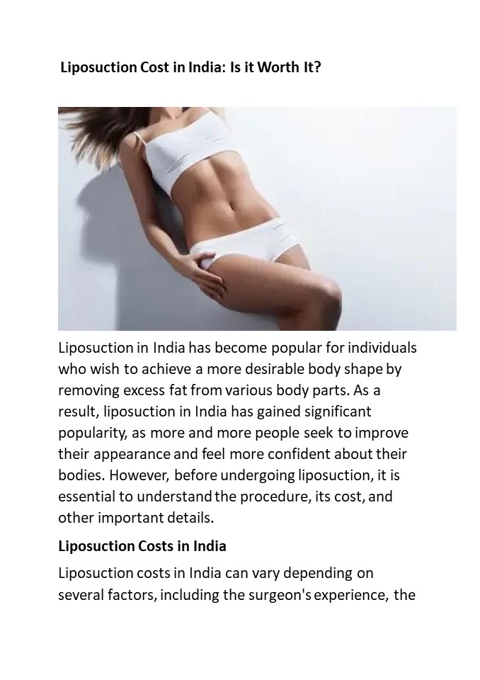 Liposuction Cost in India: Is it Worth It?