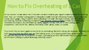 How to Fix Overheating of a Car