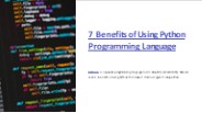 7 Benefits of Using Python language
