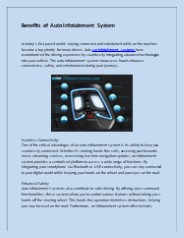 Benefits of Auto Infotainment System